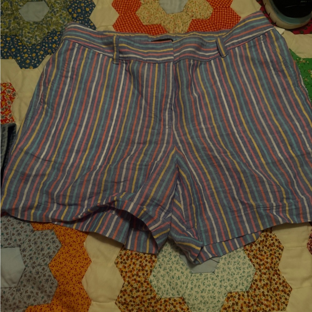 Talbots Multicolor Striped Cotton-Blend Shorts